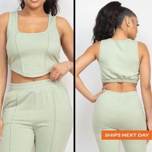 Square Corset Tank Top & Jogger Pants Set - Jogger - Jogger Set - Sweat …